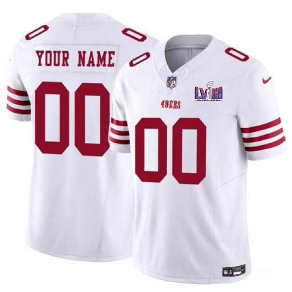 Men & Women & Youth San Francisco 49ers Active Player Custom White 2024 F.U.S.E. Super Bowl LVIII Patch Vapor Untouchable Limited Jersey->->Custom Jersey